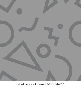 Seamless gray basic memphis geometrical pattern vector