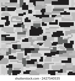 Seamless gray and black color pixel camouflage pattern. Camouflage background. Vector illustration