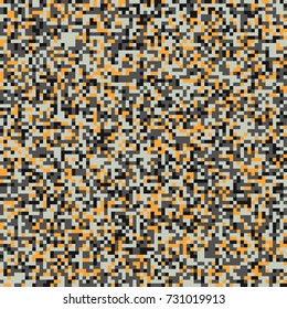 Seamless gray black and orange pixel digital camouflage pattern vector