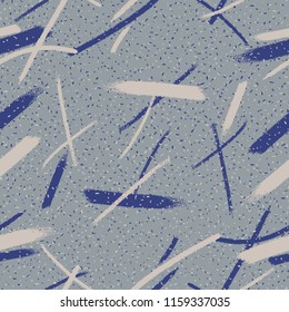 Seamless gray and blue abstract grunge chalk ticks pattern vector