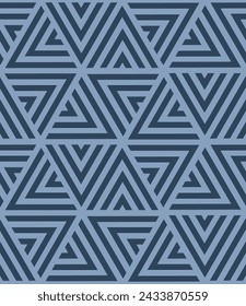 Seamless gray blue pattern of triangles for background