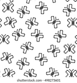 Seamless gray butterflies pattern. Vector illustration