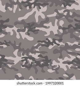 Seamless gray camouflage. Military uniform. Vector.