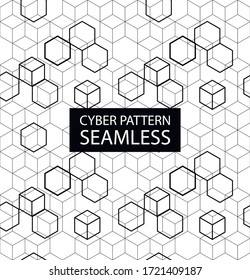 Seamless gray electronic pattern. Vector illustration with hexagones in high-tech style. Cyber texture
