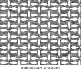 Fondo de textura de tela gris sin inconfundibles con un patrón de flor blanca al estilo Ikat para el verano de primavera de 2024 utilizado en textiles, paredes, etc.,