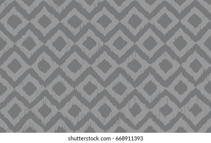 Seamless gray fashion zigzag and squares ikat textile pattern vector