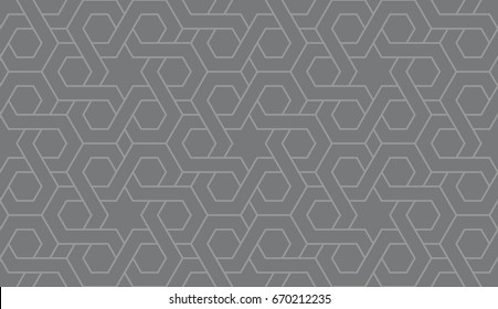 Seamless gray hexagonal arabic muslim pattern vector