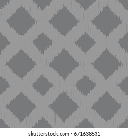 Seamless gray ikat diagonal squares hand drawn patterns vector