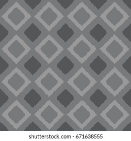 Seamless gray ikat diagonal squares check pattern vector