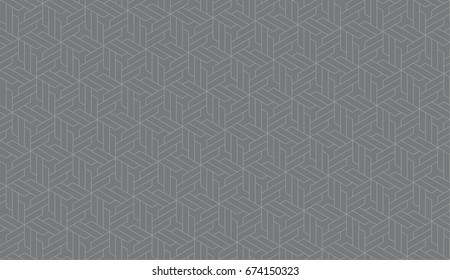 Seamless gray isometric vintage revolving polygons outline pattern vector