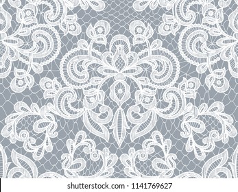 Seamless gray lace background with floral pattern