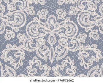 Seamless gray lace background with floral pattern