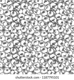 Seamless gray leopard pattern. Animal skin grunge texture. Vector illustration.