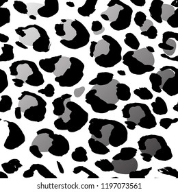Seamless gray leopard pattern. Animal skin grunge texture. Vector illustration.