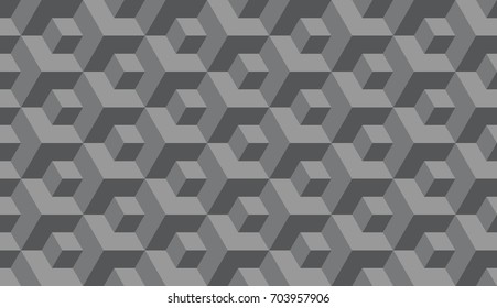 Seamless gray op art isometric cubes illusion pattern vector