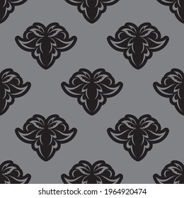 Seamless gray pattern with antique style ornament. Good for backgrounds and prints. 