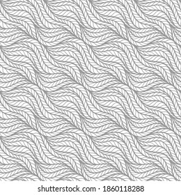 Seamless gray pattern of braids, endless texture, stylized sweater fabric. Texture for web, print, wallpaper, fall winter fashion, textile design, website background, holiday home decor