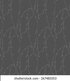 Seamless gray pattern with feathers for your creativity