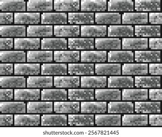 The seamless gray pixel background with brick.