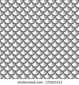 Seamless Gray Scale River Fish Scales. Dragon Scale. Simple Background For Design. Vector Illustration Eps 10