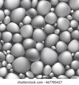 Seamless Gray Stone Wall Pattern Textured Background with Round Pebbles and Rocks
