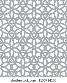 Seamless gray vector pattern in geometric ornamental style