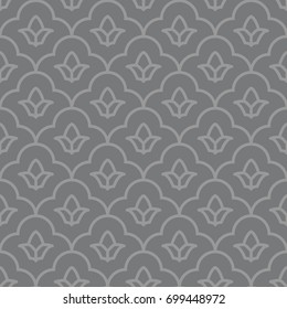 Seamless gray vintage ornate floral rounded pattern vector