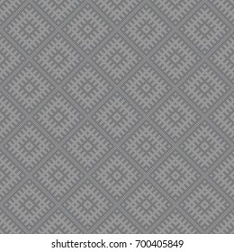 Seamless gray vintage slavic diagonal pixel ethnic pattern vector
