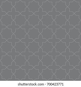 Seamless gray vintage straight octagonal star and cross pattern vector