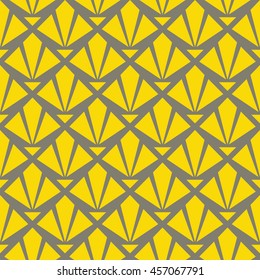 Seamless gray and yellow art deco diamond rays pattern vector