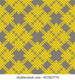 Seamless gray and yellow celtic knots medieval classical textile pattern vector