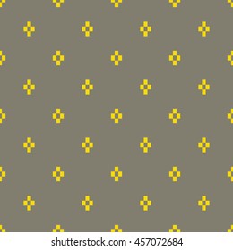 Seamless gray and yellow classic textile pixel rhombus pattern vector
