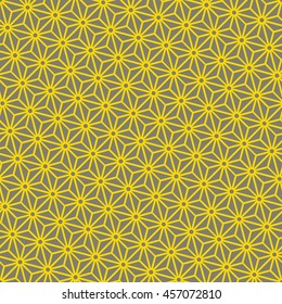 Seamless gray and yellow diagonal japanese asanoha pattern vector
