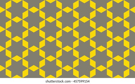 Seamless gray and yellow hexagonal ornament geo pattern vector