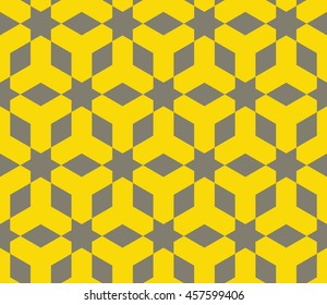 Seamless gray and yellow hexagonal triagonal geo pattern vector