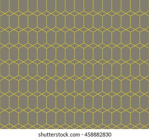 Seamless gray and yellow isometric hexagonal overlay pattern vector