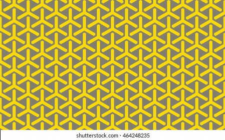 Seamless gray and yellow isometric overlapping tridents pattern vector