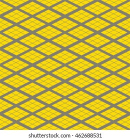 Seamless gray and yellow isometric rhombus pattern vector