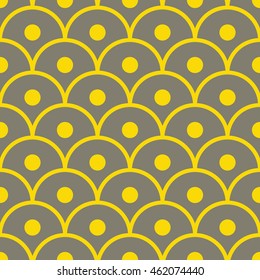 Seamless gray and yellow simple dotted japanese scales pattern vector