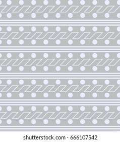 Seamless gray-blue monochrome geometrical pattern of lines and dots for textiles