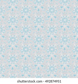 Seamless gray-blue vintage pastel pattern with abstract flowers , vector