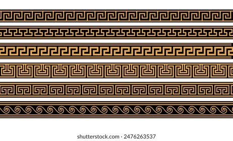 Seamless Greek classic ornament
and pattern for border and frame vector set