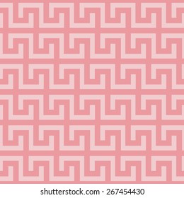 Seamless greek key pattern, meander motif, antique repeating texture, seamless fabric print, wallpaper design, seamless background of dusty rose color