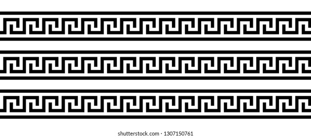 Seamless greek ornament on black and white background