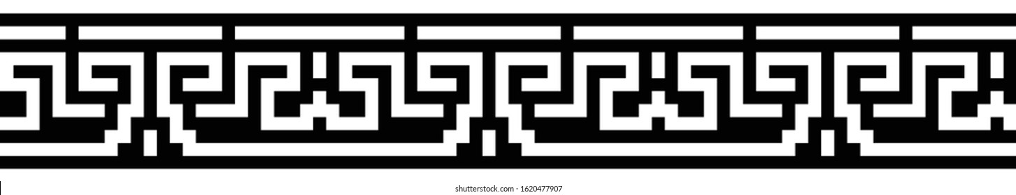 Seamless greek ornament on black and white background