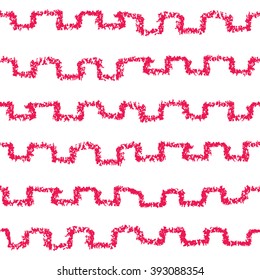 Seamless greek style pattern. Hand painted with oil pastel crayons. Red stripes on white background. Design element for printables, wallpaper, baby shower invitation, birthday card, scrapbooking etc