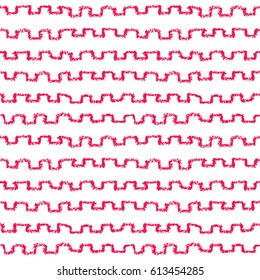 Seamless greek style pattern. Hand painted with oil pastel crayons. Red stripes on white background. Design element for printables, wallpaper, baby shower invitation, birthday card, scrapbooking etc