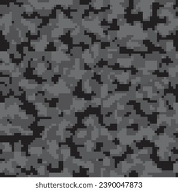 Seamless Green Abstract Digital Military Textile.  Black Repeated Fashion Pixel Soldier Design. Khaki Repeated Monochrome Vector Commando Pattern. Beige Geometric Camo Backdrop. 