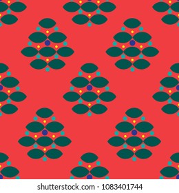 Seamless green abstract pattern on orange background, this pattern can be pattern for fabric, background, print, wallpaper, curtain, tile and etc.
