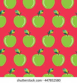 Seamless Green Apple pattern, Fruit Vector